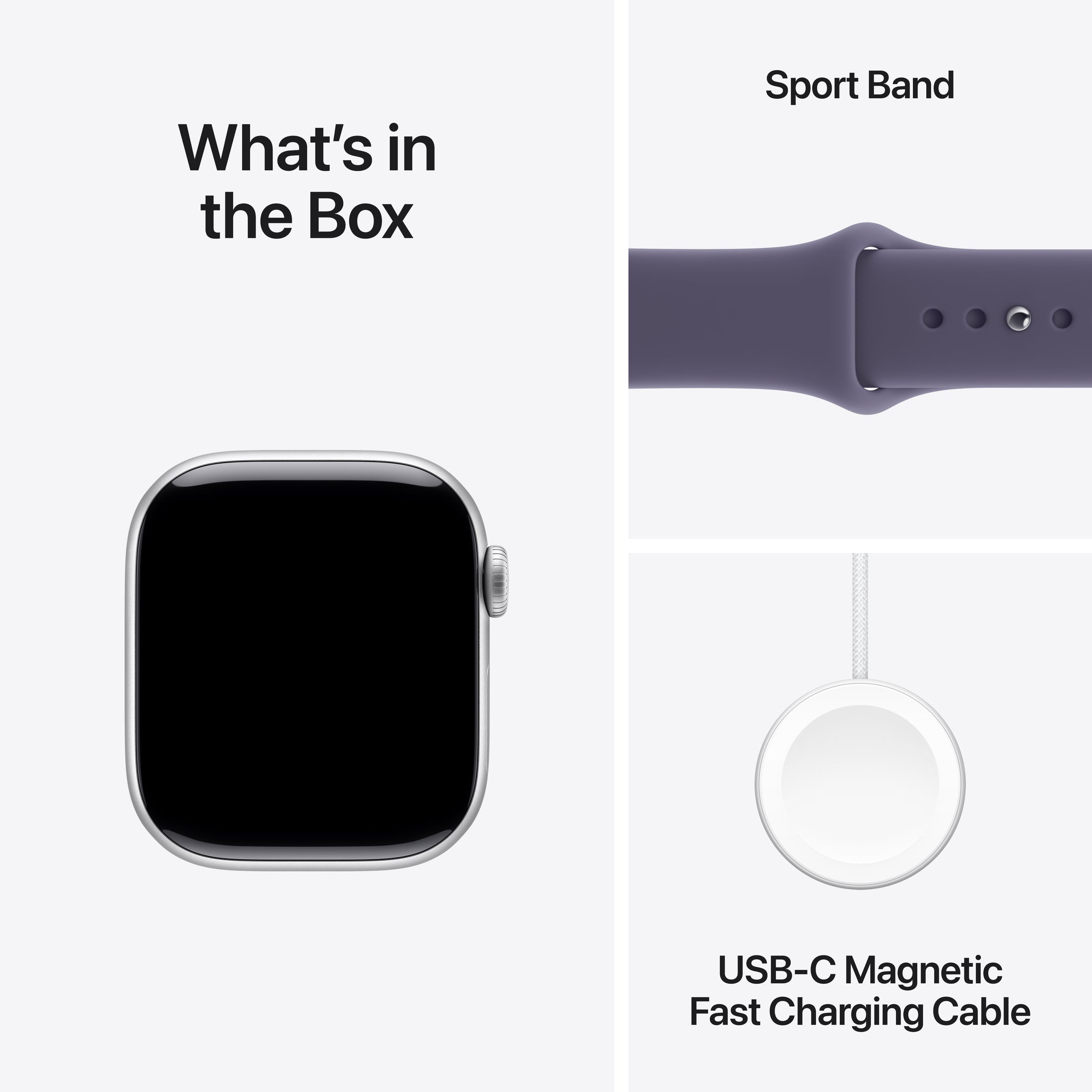 Apple Watch Series 11 (42mm, GPS + Cellular) - Silver with Purple Fog Sport Band - Position 9
