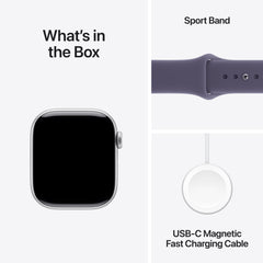 Apple Watch Series 11 (42mm, GPS + Cellular) - Silver with Purple Fog Sport Band - Position 9