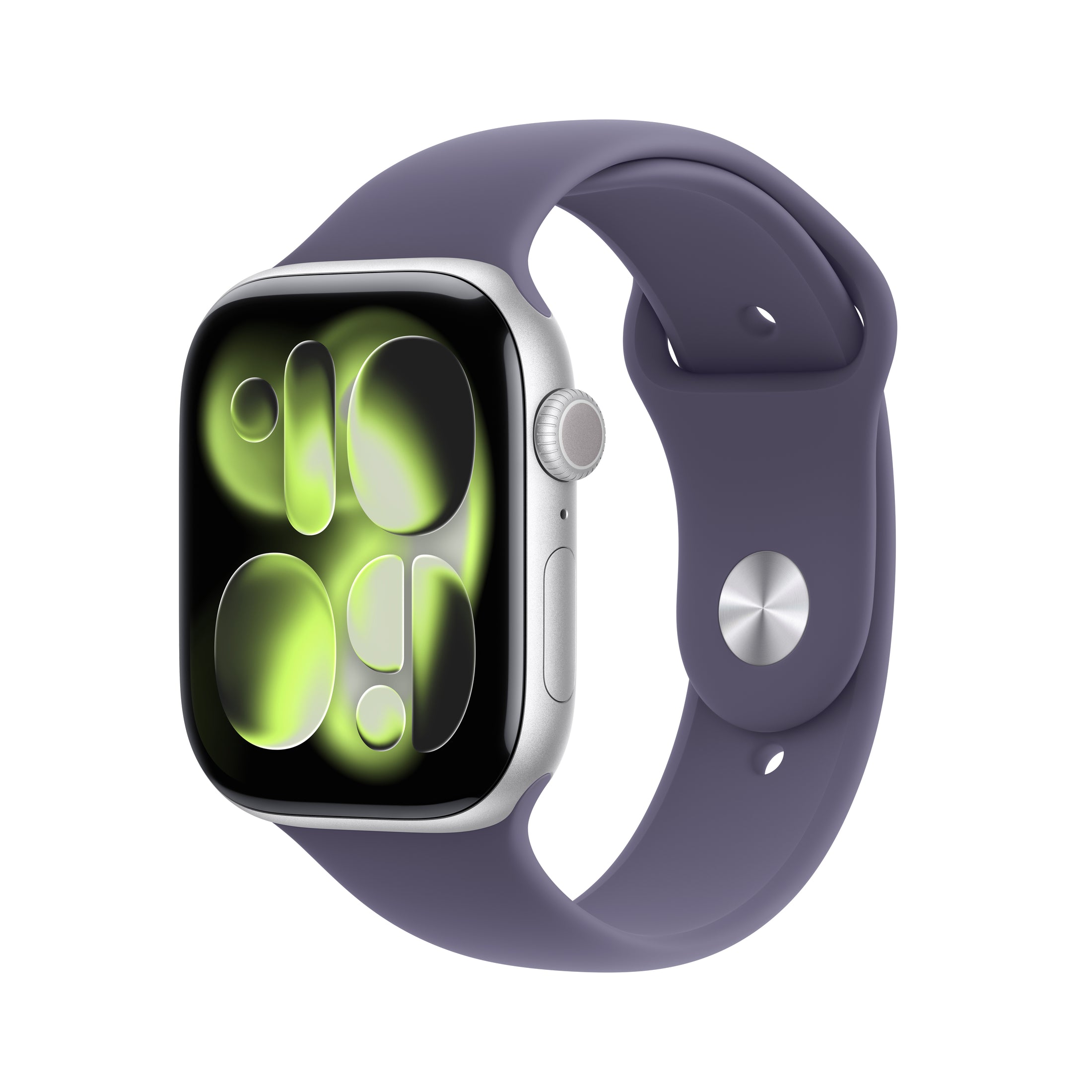 Apple Watch Series 11 (46mm, GPS + Cellular) - Silver with Purple Fog Sport Band - Position 1