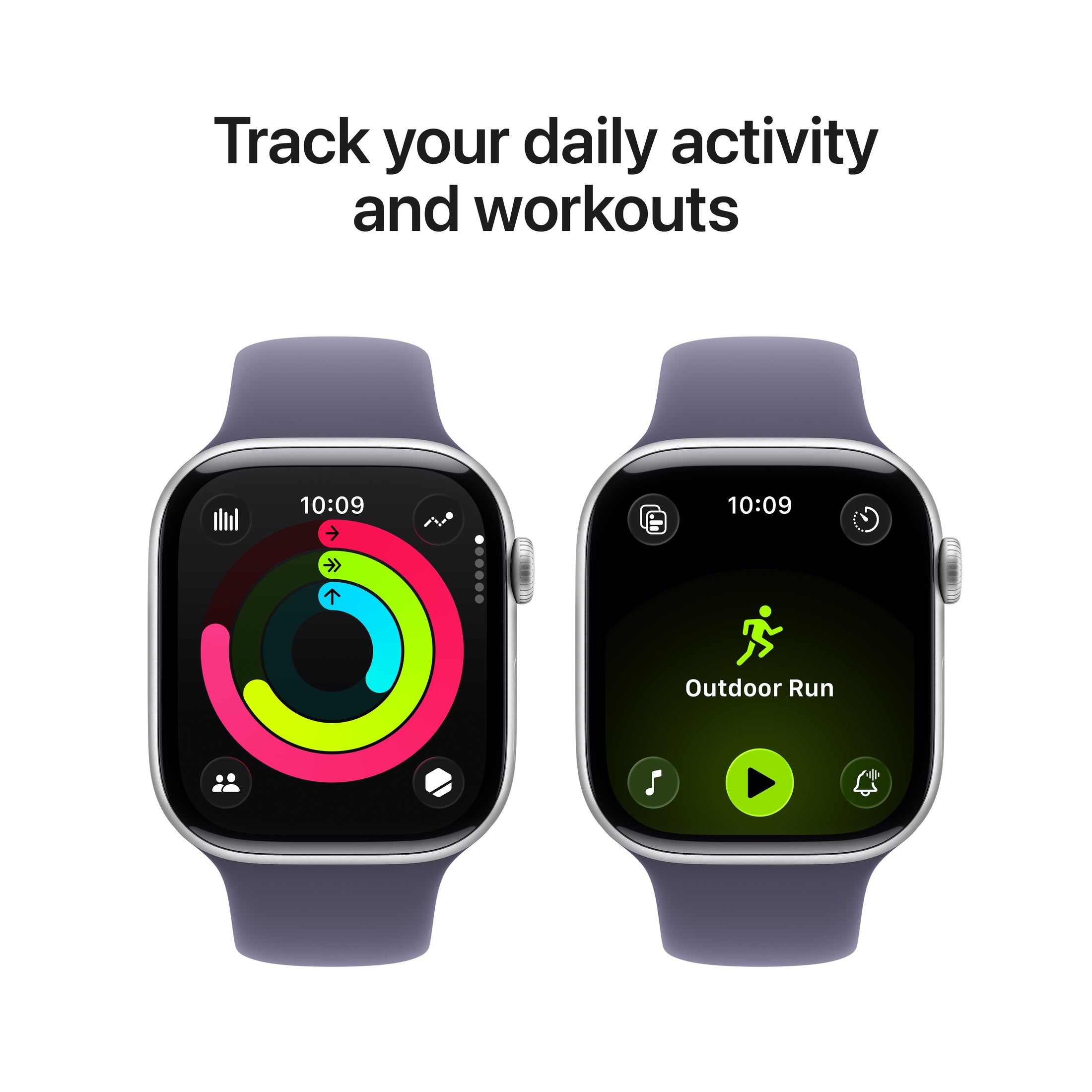 Apple Watch Series 11 (46mm, GPS + Cellular) - Silver with Purple Fog Sport Band - Position 4