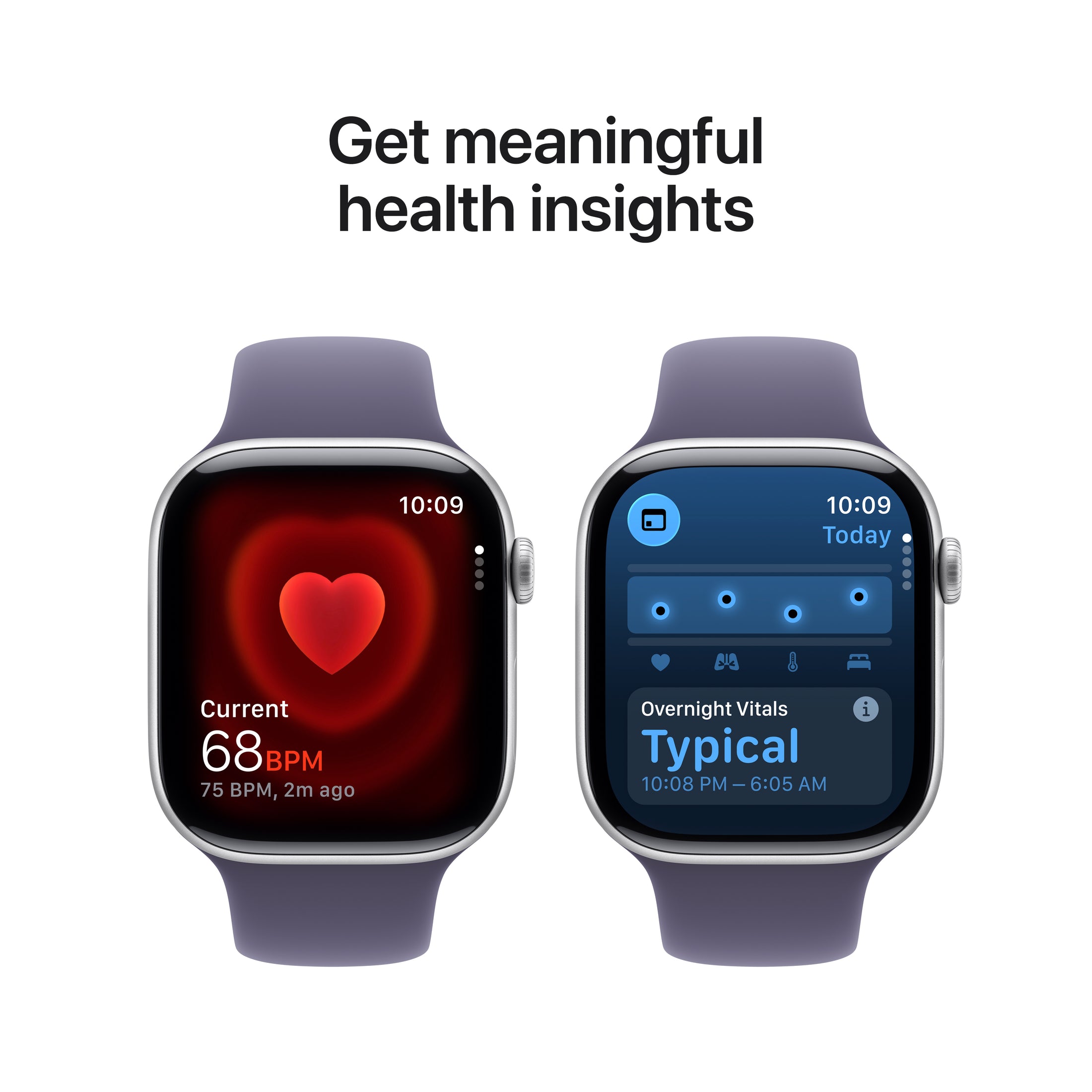 Apple Watch Series 11 (46mm, GPS) - Silver with Purple Fog Sport Band - Position 5