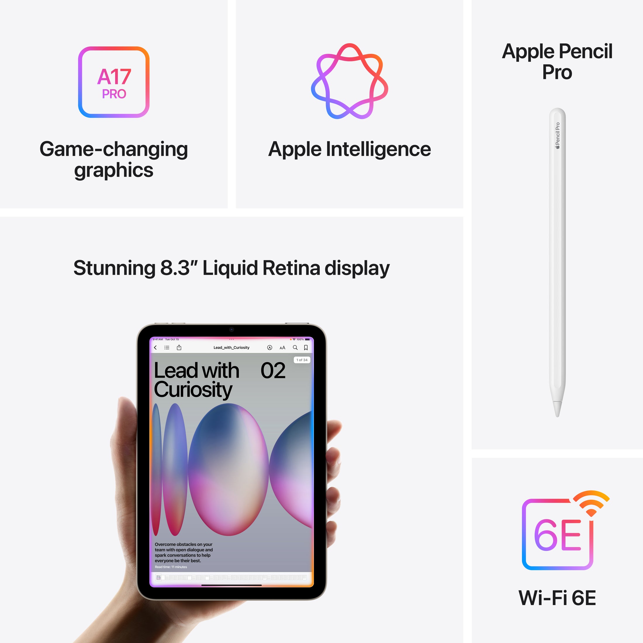 iPad mini (A17 Pro) in Blue - Wi-Fi - Position 6